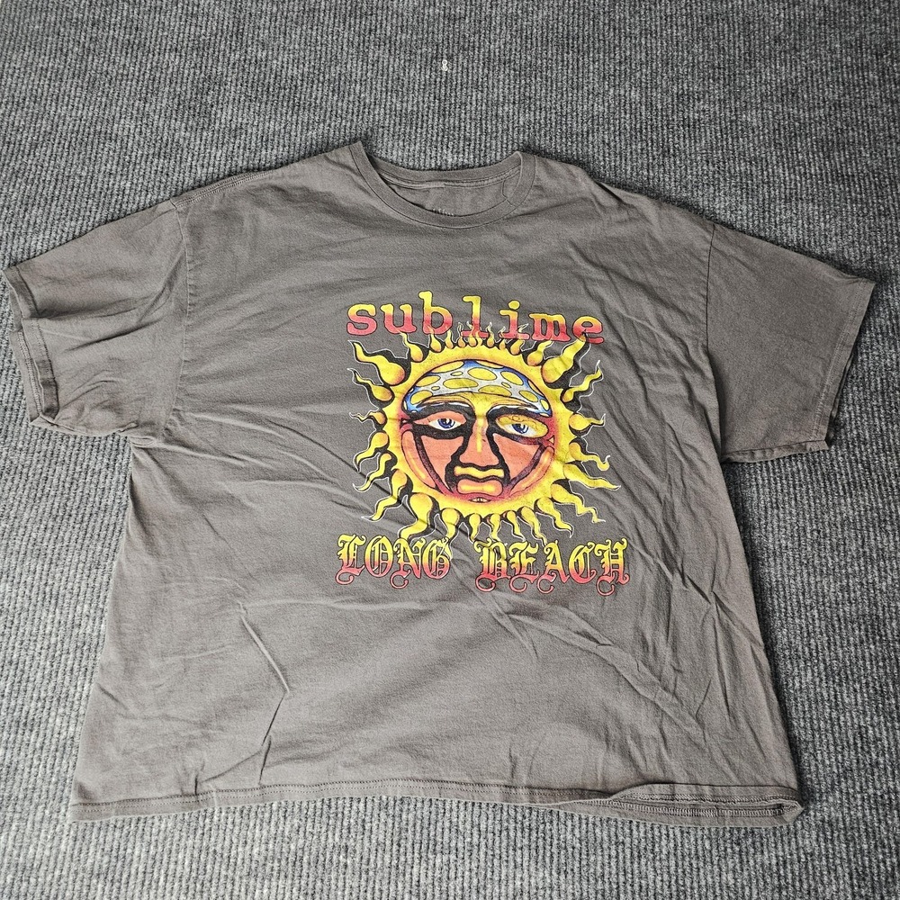 Sublime Shirt Mens 3XL Gray Long Beach Sun Face Graphic Band Tee Rock Music